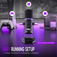 AOC USB/XLR Dynamic Mic - RGB with Stand