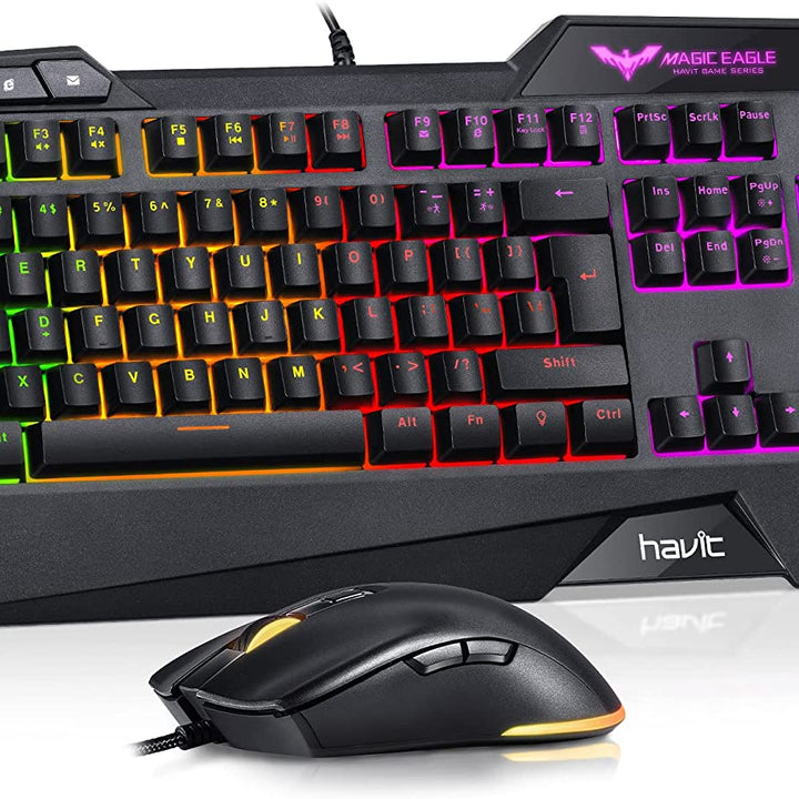 Gaming Keyboard and Mouse Combo, Backlit Computer Keyboards and RGB Gaming Mouse, Gaming Accessories 104 Keys PC Gaming Keyboard with DPI 4800 Mouse for Gamer, Black