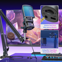 ZealSound USB Gaming Mic Kit - RGB with Boom Arm