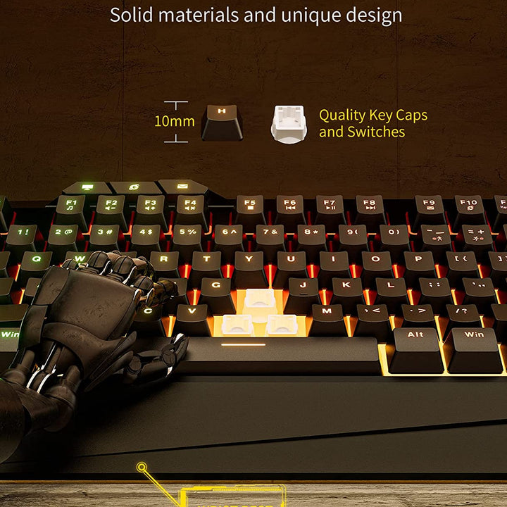 Gaming Keyboard and Mouse Combo, Backlit Computer Keyboards and RGB Gaming Mouse, Gaming Accessories 104 Keys PC Gaming Keyboard with DPI 4800 Mouse for Gamer, Black