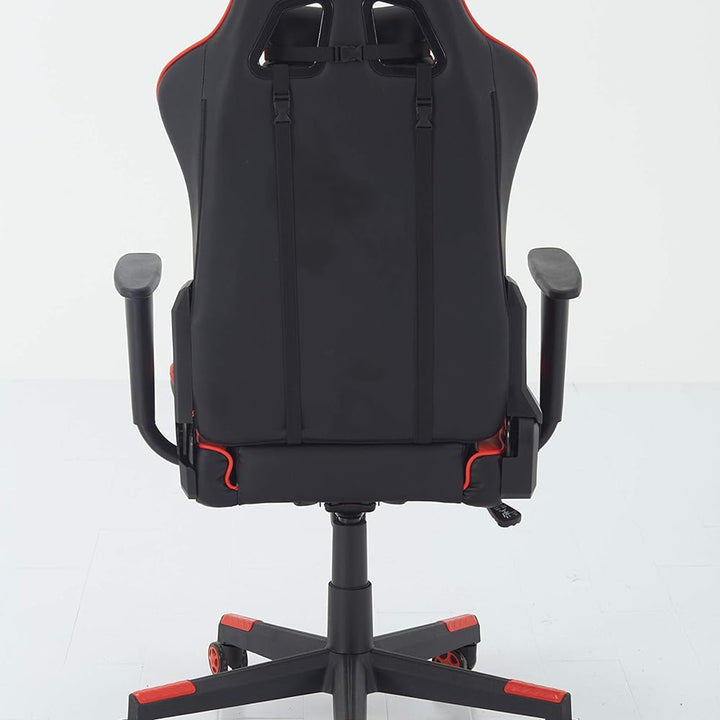 Swivel Gaming Chair Ergonomic High-Back Racing Style PU Leather Office Chair with Headrest and Lumbar Support and Adjustable Armrest (Galaxy - Black/Red)