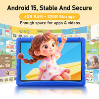 Doundy Kids Tablet 10.1" — 6GB RAM + 64GB, Blue Edition