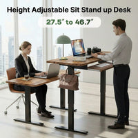 CHITOOMA Electric Standing Desk with Keyboard Tray, Vintage Brown