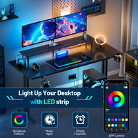 HLDIRECT Gaming Desk with LED and Power Outlet
