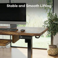 CHITOOMA Electric Standing Desk with Keyboard Tray, Vintage Brown