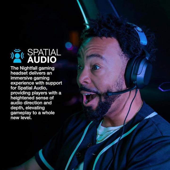 Jlab Nightfall Gaming Headset, Flip-To-Mute Rotating Boom Mic, 50Mm Drivers, Wired 3.5Mm for PC, PS5, PS4, Xbox Series X/S, Xbox One, Switch,