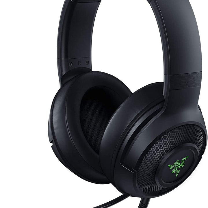 Kraken X USB Ultralight Gaming Headset: 7.1 Surround Sound - Lightweight Frame - Green Logo Lighting - Integrated Audio Controls - Bendable Cardioid Microphone - for PC - Classic Black