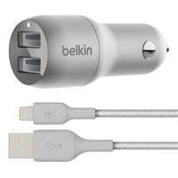Belkin 24W Dual USB Car Charger with Lightning Cable