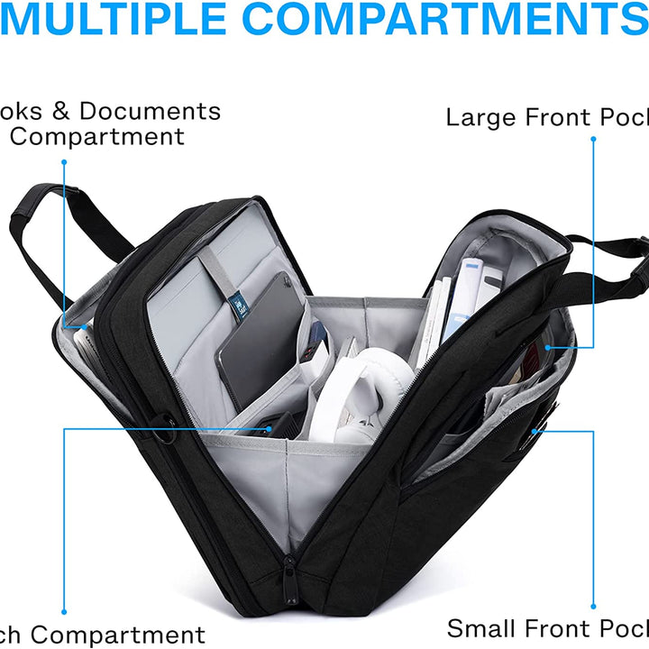 17.3 Inch Laptop Bag, Expandable Computer Bag Laptop Briefcase Men Women,Laptop Shoulder Bag,Work Bag Business Travel Office, Black