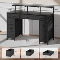 HLDIRECT 47" Gaming Desk with 8 Drawers, LED and USB