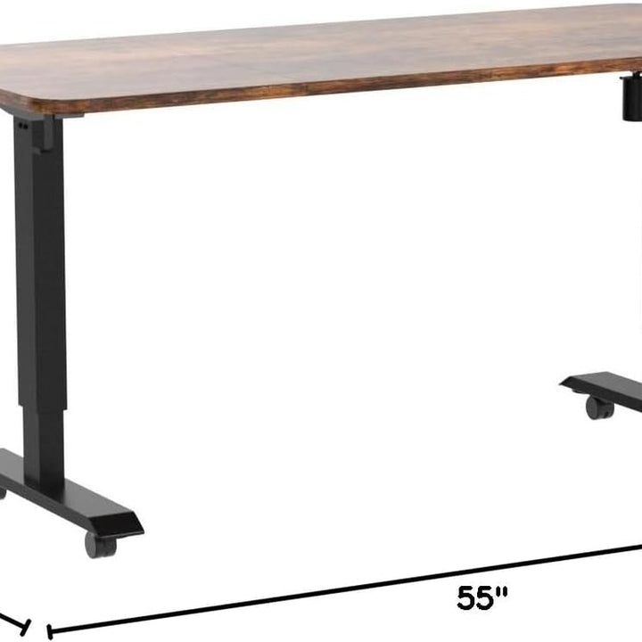 Electric Standing Desk, Height Adjustable Desk 55X 24 Inches, Ergonomic Home Office Sit Stand up Desk with Memory Preset Controller (Black Frame/Rustic Brown Top)